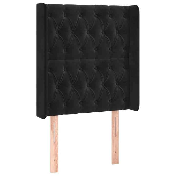 sengegavl med kanter 83x16x118/128 cm fløjl sort