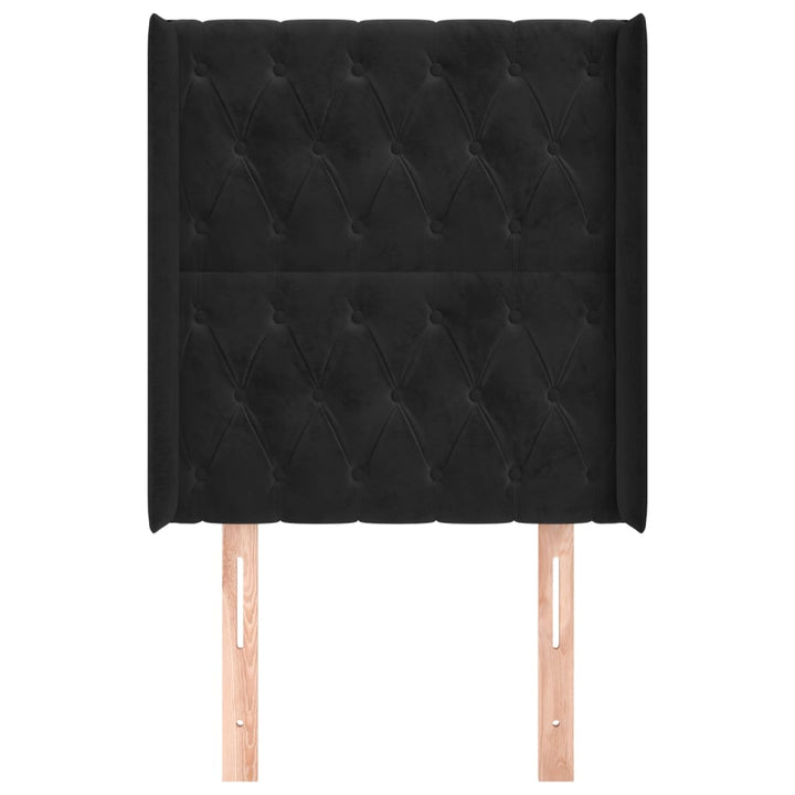 sengegavl med kanter 83x16x118/128 cm fløjl sort