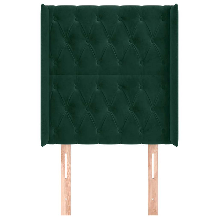 sengegavl med kanter 83x16x118/128 cm fløjl mørkegrøn