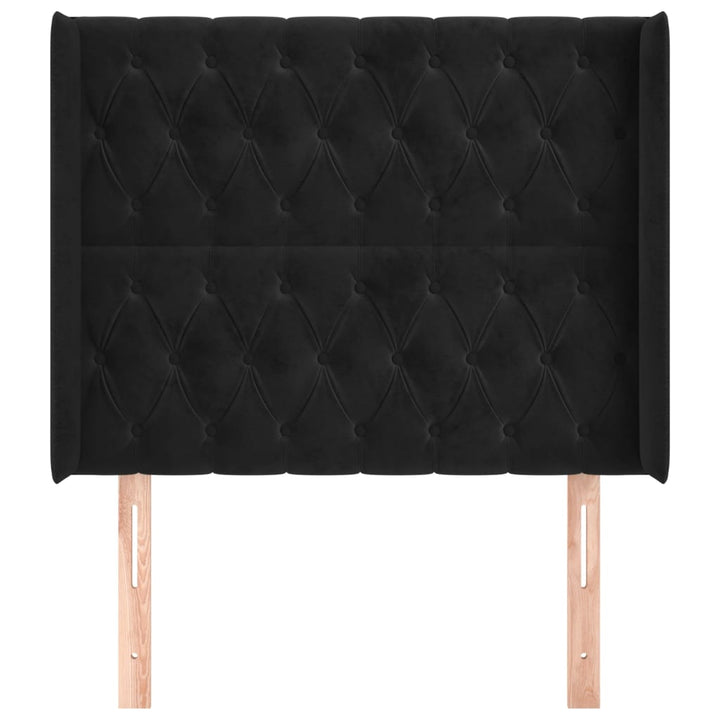 sengegavl med kanter 93x16x118/128 cm fløjl sort