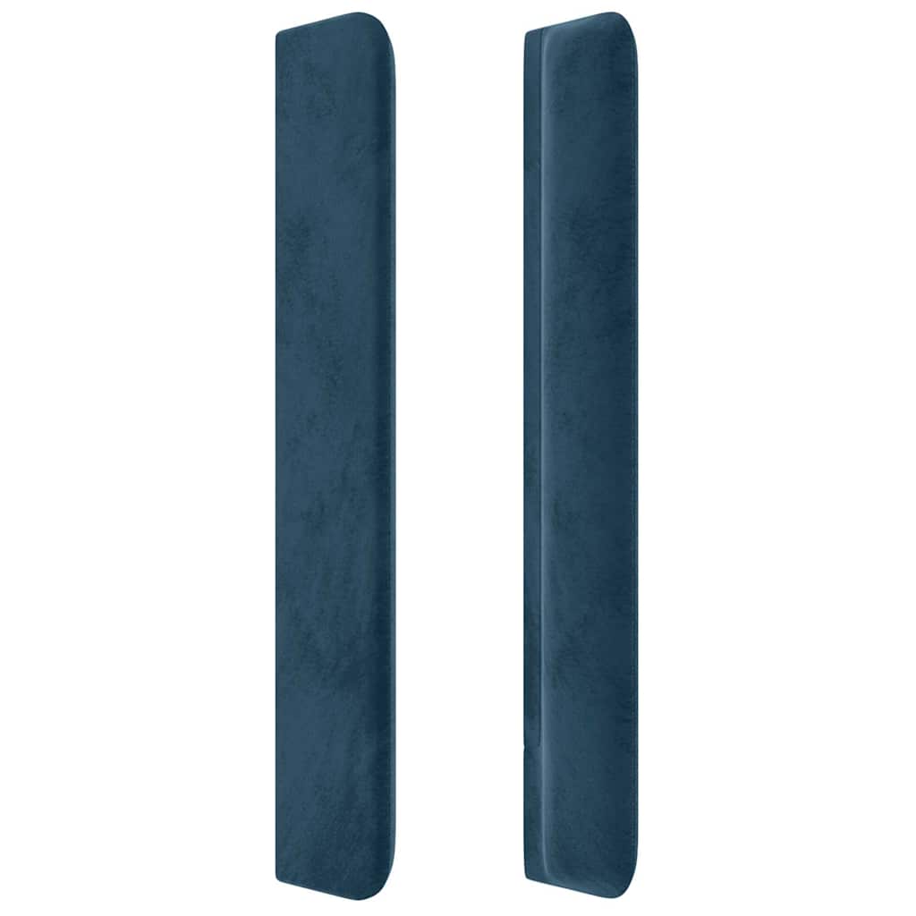 sengegavl med kanter 93x16x118/128 cm fløjl mørkeblå