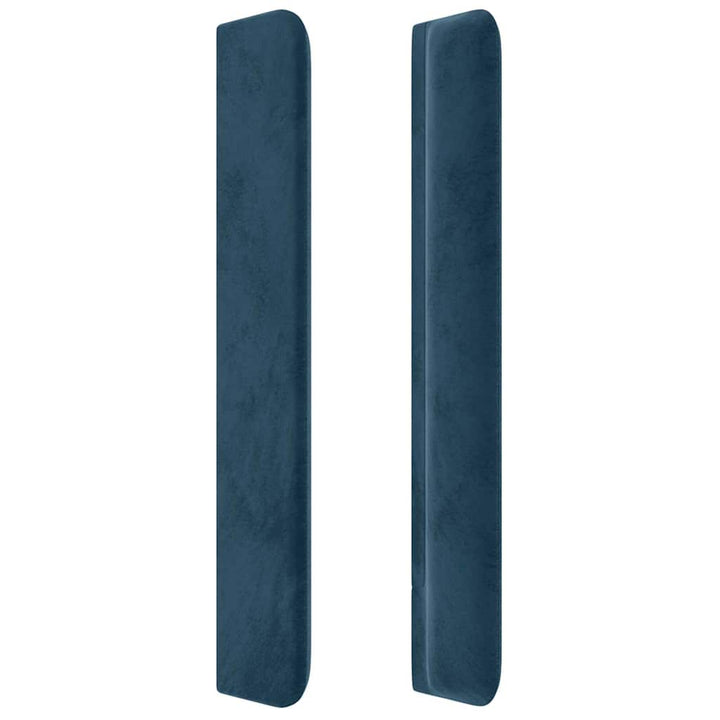 sengegavl med kanter 93x16x118/128 cm fløjl mørkeblå