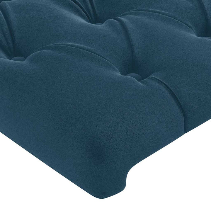 sengegavl med kanter 93x16x118/128 cm fløjl mørkeblå