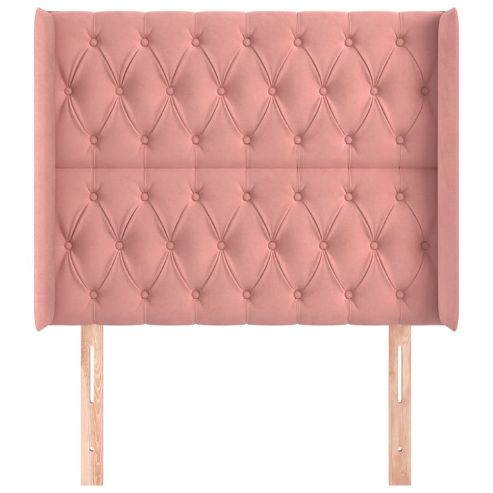 sengegavl med kanter 93x16x118/128 cm fløjl lyserød