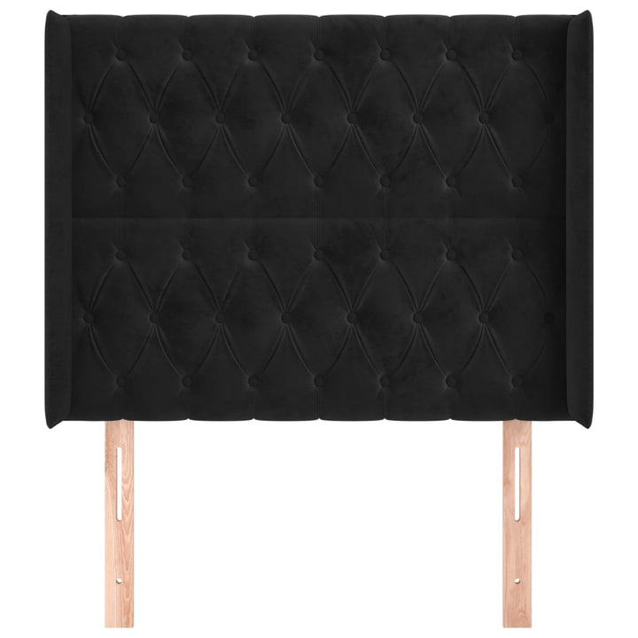 sengegavl med kanter 103x16x118/128 cm fløjl sort