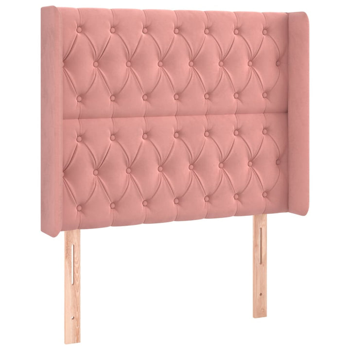 sengegavl med kanter 103x16x118/128 cm fløjl lyserød