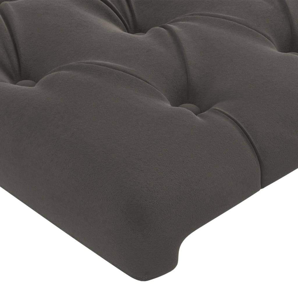 sengegavl med kanter 183x16x118/128 cm fløjl mørkegrå