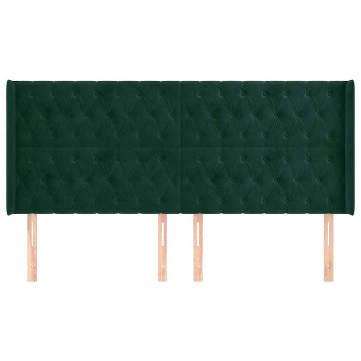 sengegavl med kanter 183x16x118/128 cm fløjl mørkegrøn