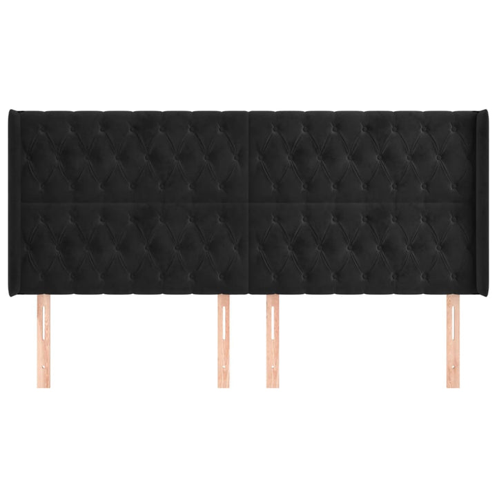 sengegavl med kanter 203x16x118/128 cm fløjl sort