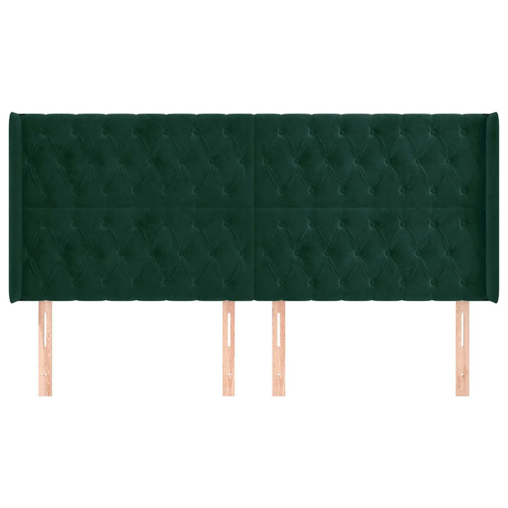 sengegavl med kanter 203x16x118/128 cm fløjl mørkegrøn