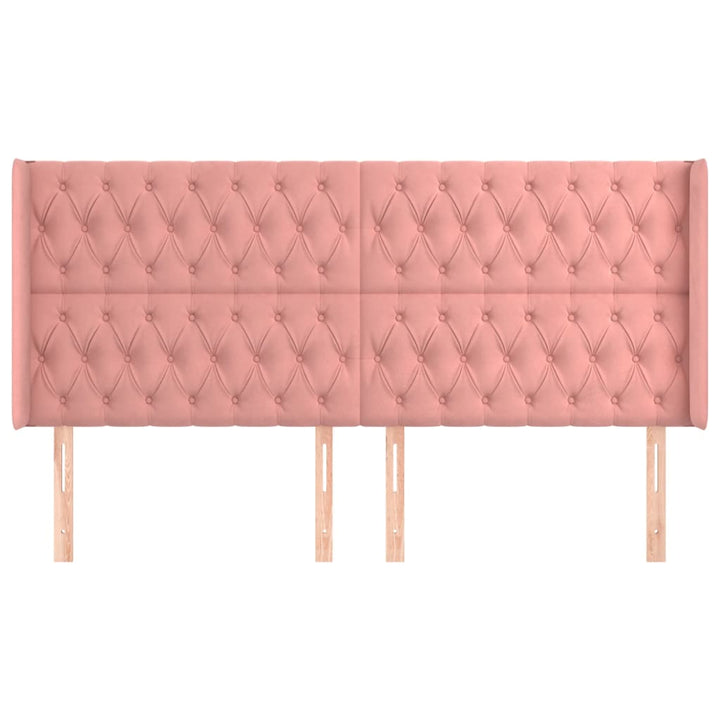 sengegavl med kanter 203x16x118/128 cm fløjl lyserød