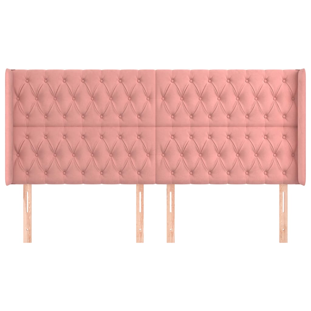 sengegavl med kanter 203x16x118/128 cm fløjl lyserød