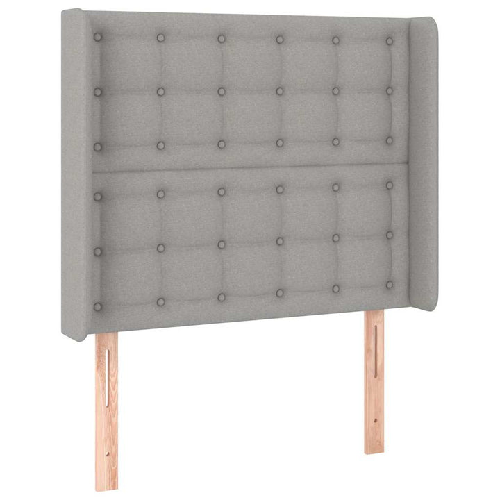 sengegavl med kanter 83x16x118/128 cm stof lysegrå