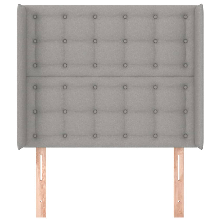 sengegavl med kanter 83x16x118/128 cm stof lysegrå