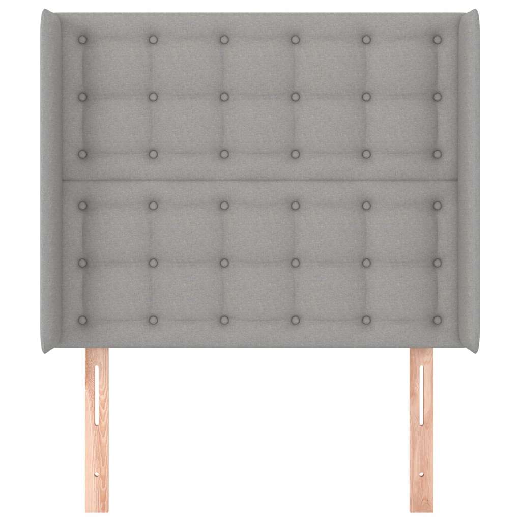 sengegavl med kanter 83x16x118/128 cm stof lysegrå