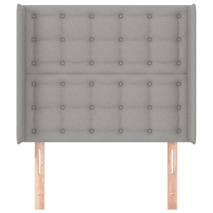 sengegavl med kanter 83x16x118/128 cm stof lysegrå