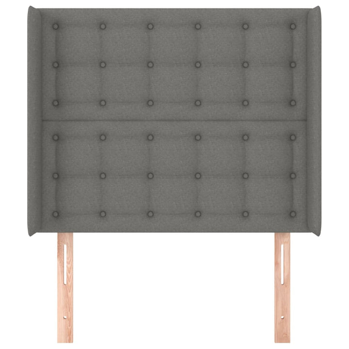 sengegavl med kanter 83x16x118/128 cm stof mørkegrå