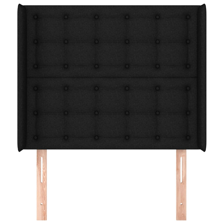 sengegavl med kanter 83x16x118/128 cm stof sort