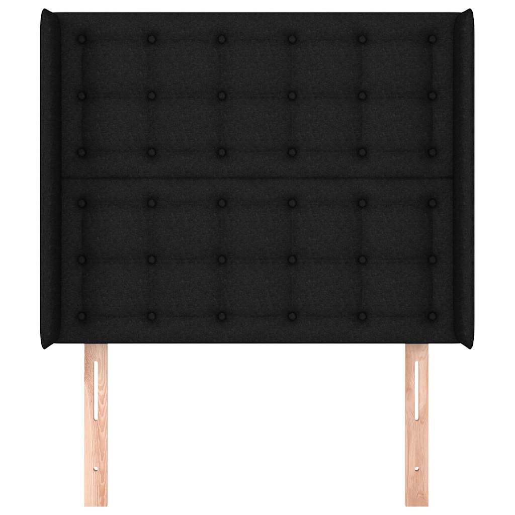 sengegavl med kanter 83x16x118/128 cm stof sort