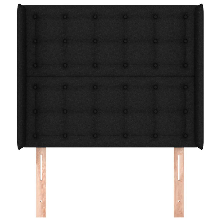 sengegavl med kanter 83x16x118/128 cm stof sort