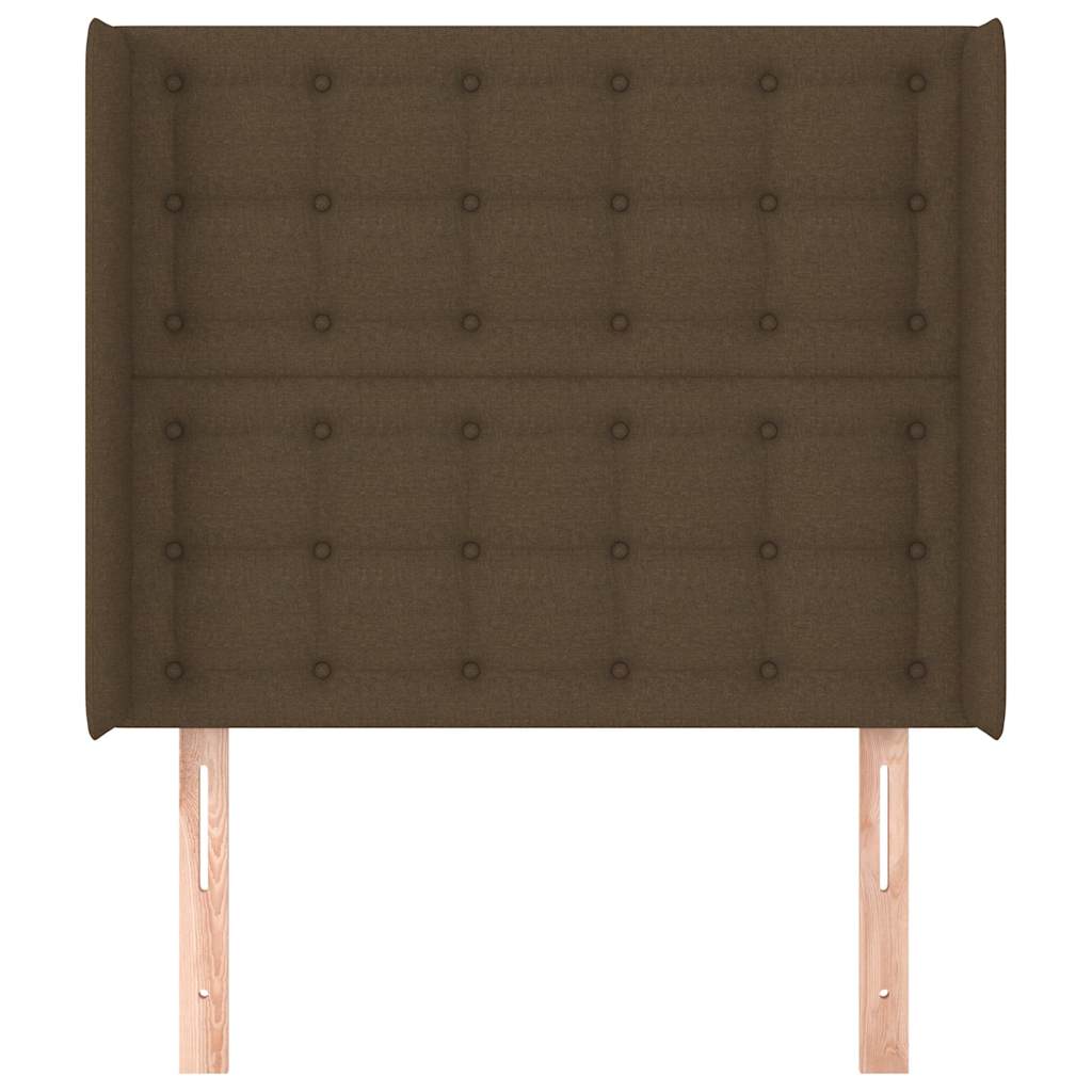 sengegavl med kanter 83x16x118/128 cm stof mørkebrun