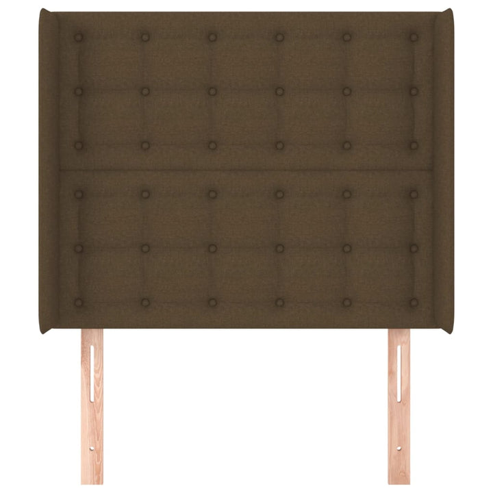 sengegavl med kanter 83x16x118/128 cm stof mørkebrun