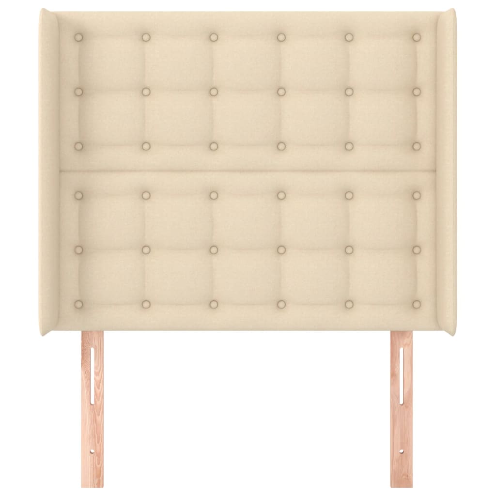sengegavl med kanter 83x16x118/128 cm stof cremefarvet