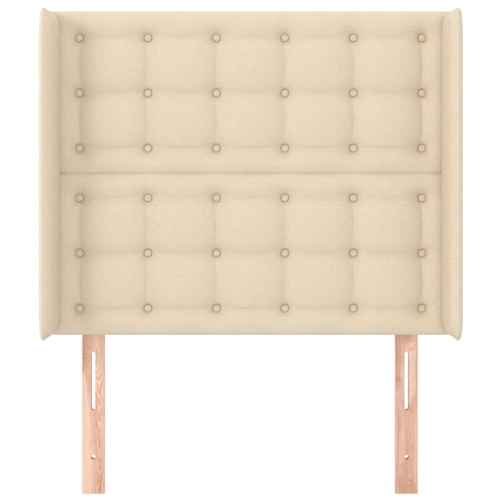 sengegavl med kanter 83x16x118/128 cm stof cremefarvet