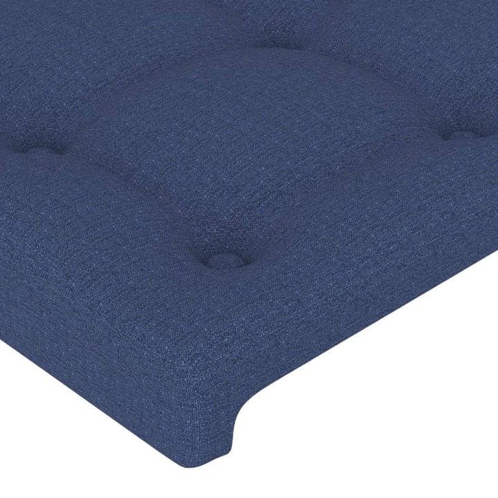 sengegavl med kanter 83x16x118/128 cm stof blå