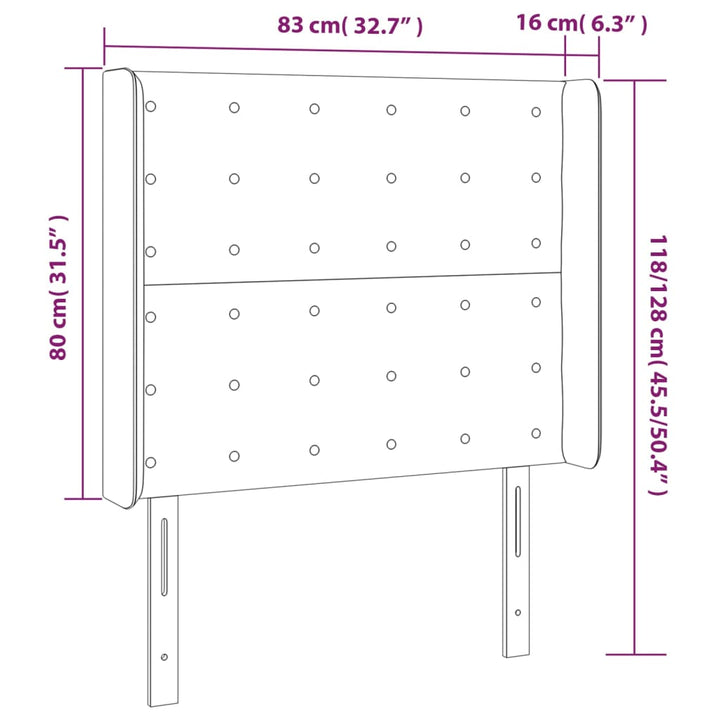 sengegavl med kanter 83x16x118/128 cm stof blå