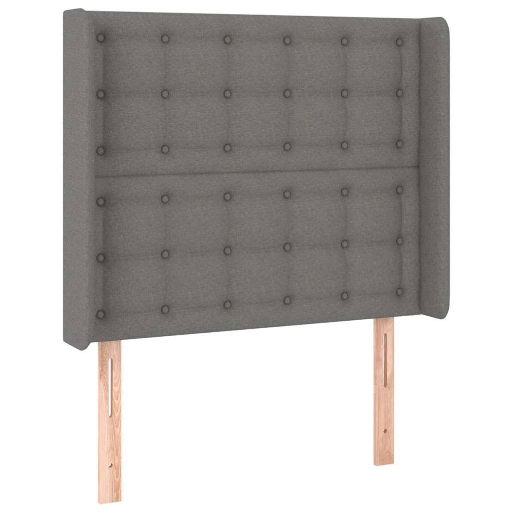 sengegavl med kanter 93x16x118/128 cm stof mørkegrå
