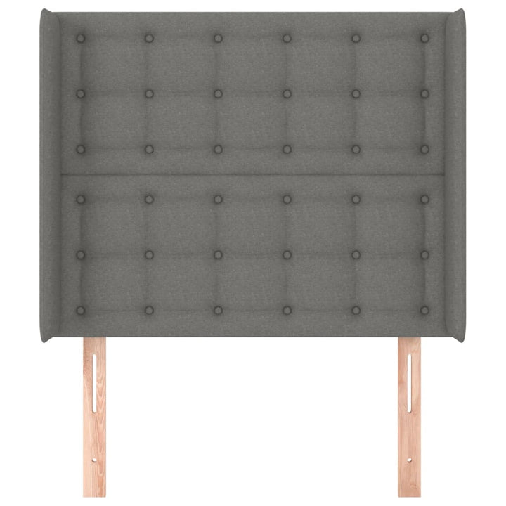 sengegavl med kanter 93x16x118/128 cm stof mørkegrå