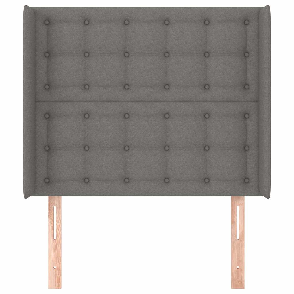 sengegavl med kanter 93x16x118/128 cm stof mørkegrå
