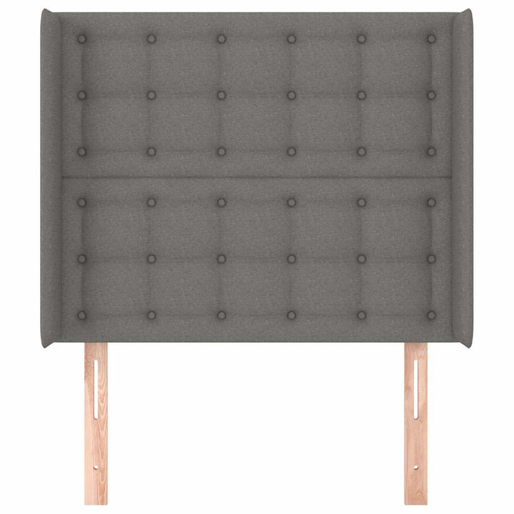 sengegavl med kanter 93x16x118/128 cm stof mørkegrå
