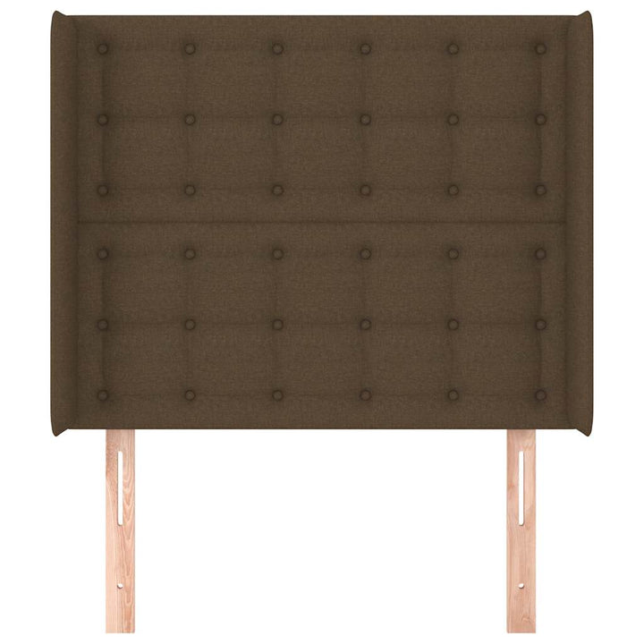 sengegavl med kanter 93x16x118/128 cm stof mørkebrun