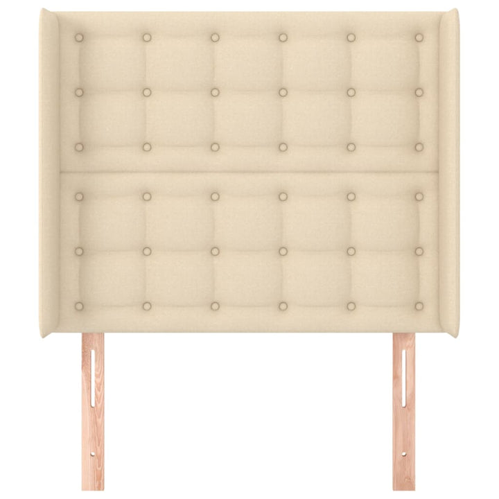 sengegavl med kanter 93x16x118/128 cm stof cremefarvet