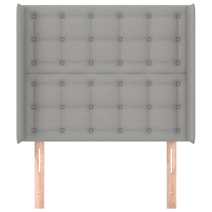 sengegavl med kanter 103x16x118/128 cm stof lysegrå
