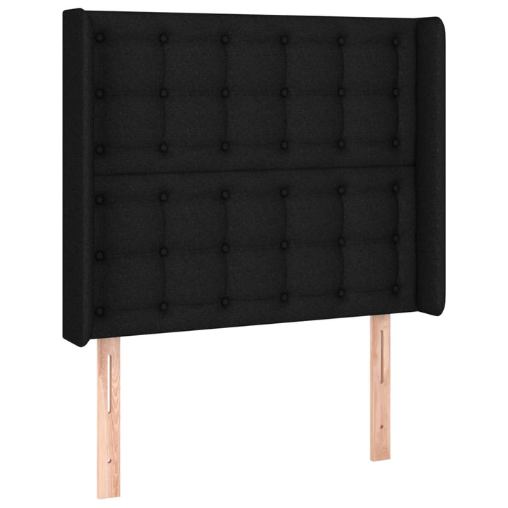 sengegavl med kanter 103x16x118/128 cm stof sort