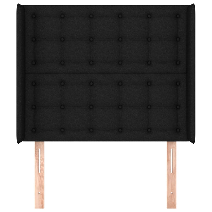 sengegavl med kanter 103x16x118/128 cm stof sort