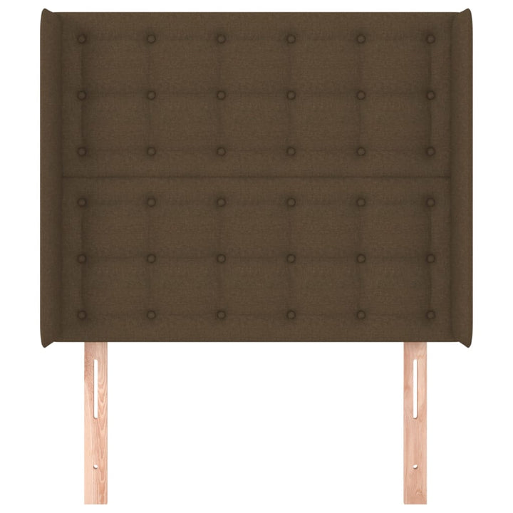 sengegavl med kanter 103x16x118/128 cm stof mørkebrun