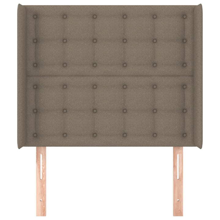 sengegavl med kanter 103x16x118/128 cm stof gråbrun