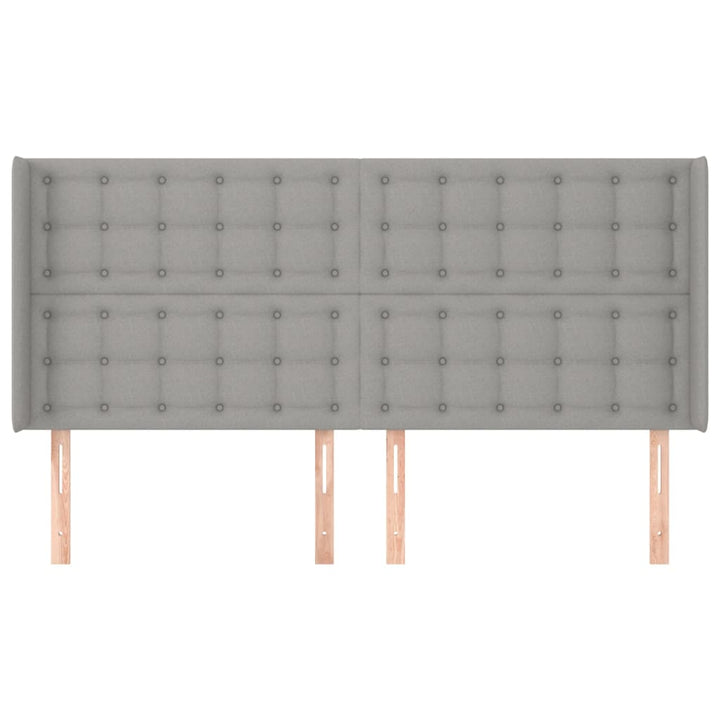 sengegavl med kanter 183x16x118/128 cm stof lysegrå