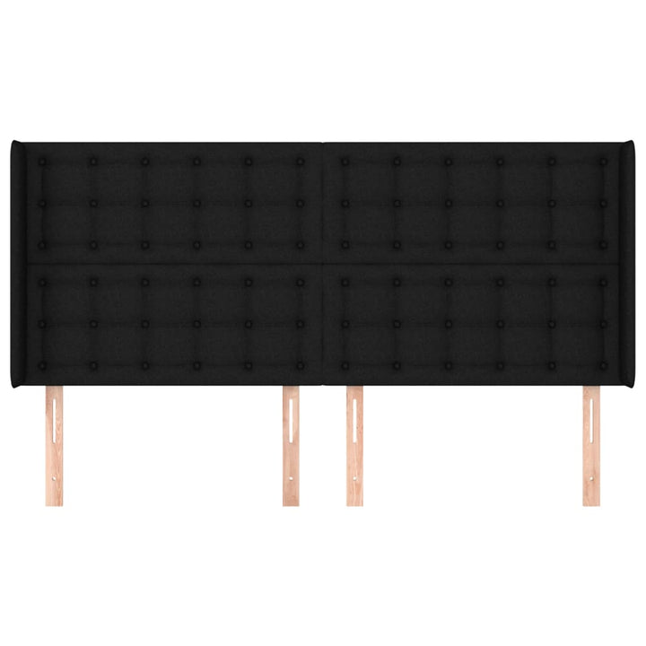 sengegavl med kanter 183x16x118/128 cm stof sort