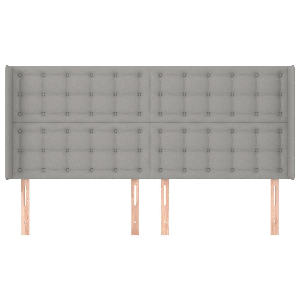 sengegavl med kanter 203x16x118/128 cm stof lysegrå