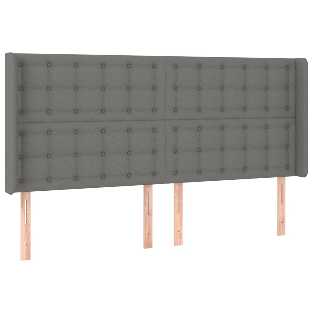 sengegavl med kanter 203x16x118/128 cm stof mørkegrå