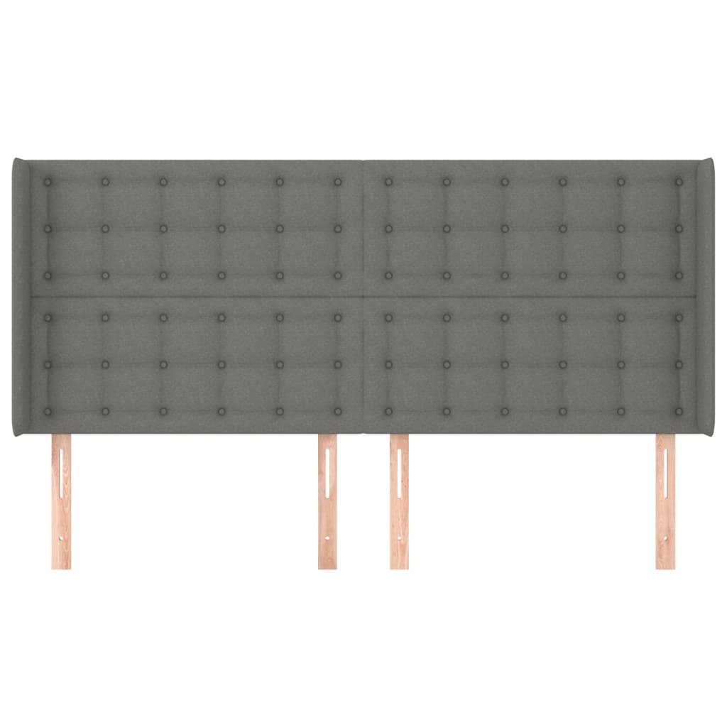 sengegavl med kanter 203x16x118/128 cm stof mørkegrå