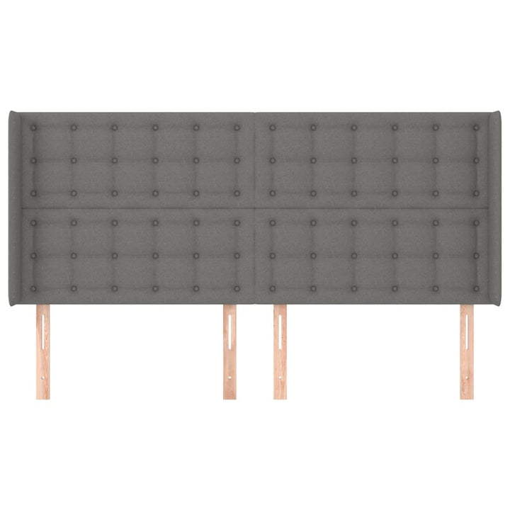 sengegavl med kanter 203x16x118/128 cm stof mørkegrå
