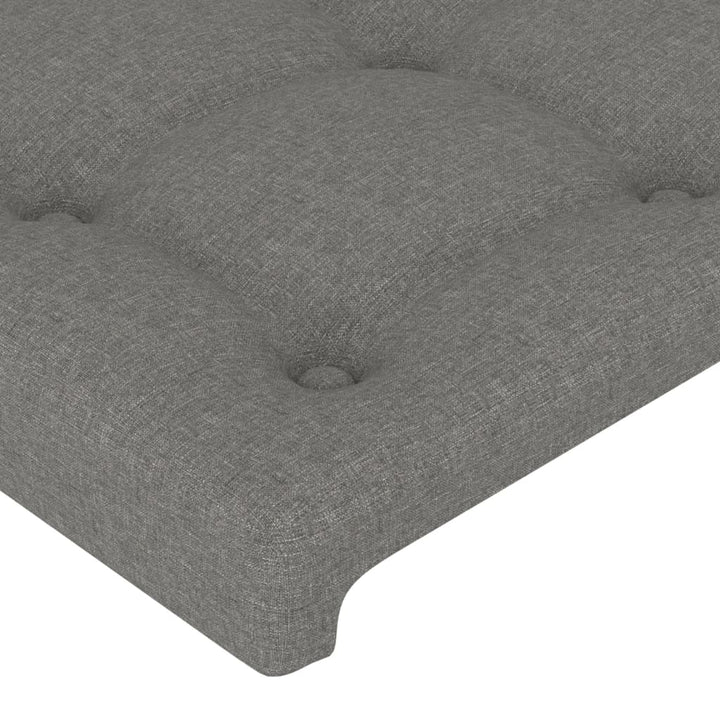 sengegavl med kanter 203x16x118/128 cm stof mørkegrå