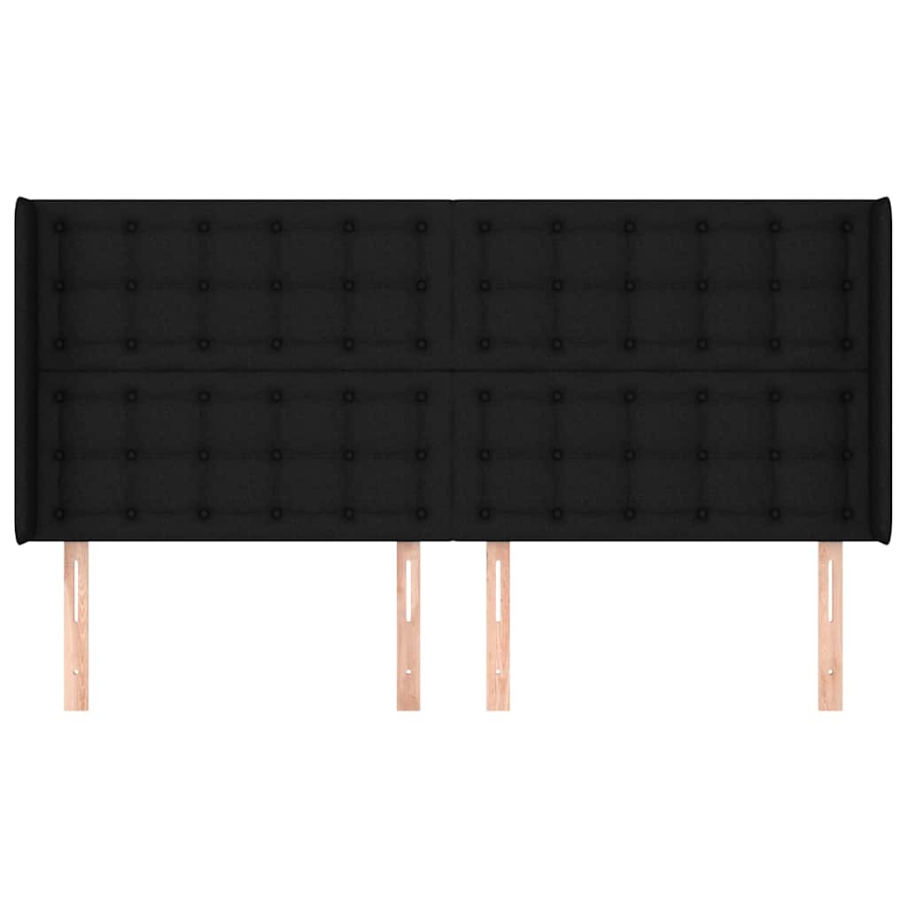sengegavl med kanter 203x16x118/128 cm stof sort