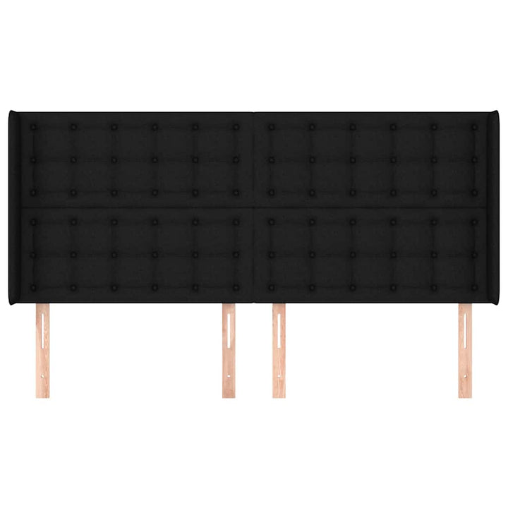 sengegavl med kanter 203x16x118/128 cm stof sort